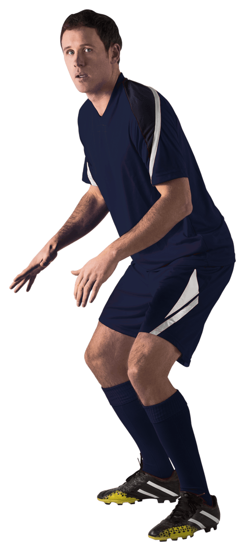 Caucasian Soccer Player Ready for Action Transparent Background