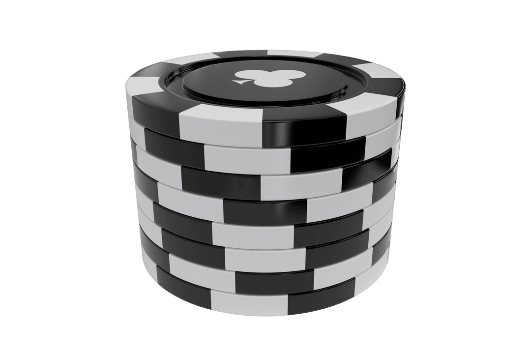 Transparent Stack of Black and White Club Gambling Chips
