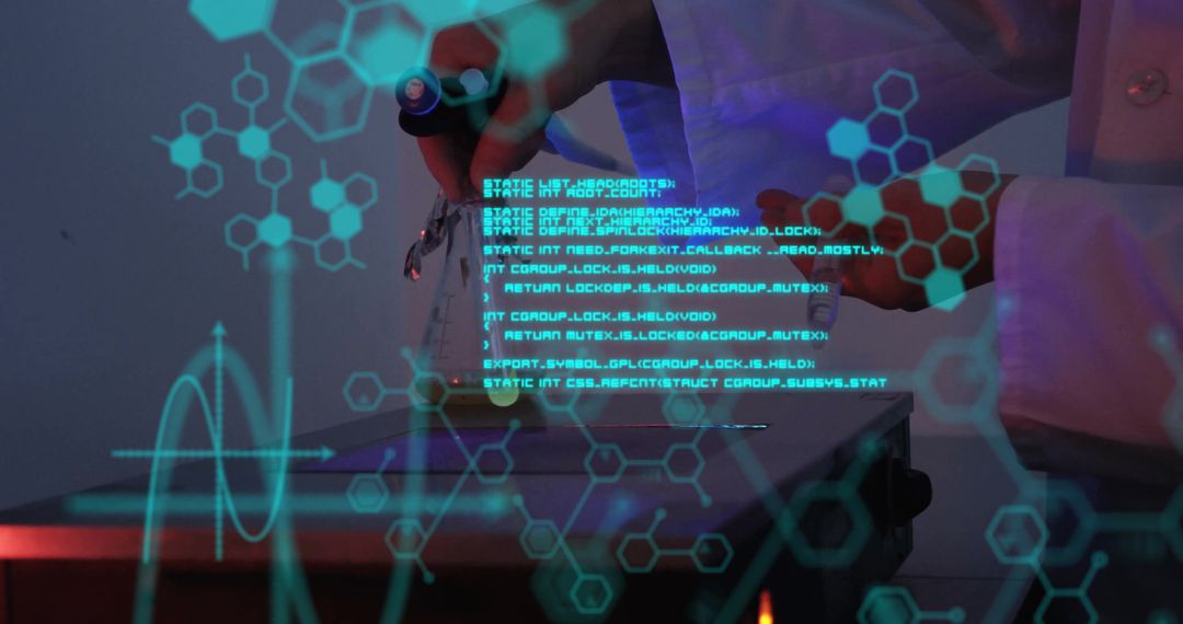 Scientist Handling Digital Chemical Data in Advanced Laboratory