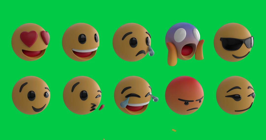 3D Emoji Expressions On Green Background