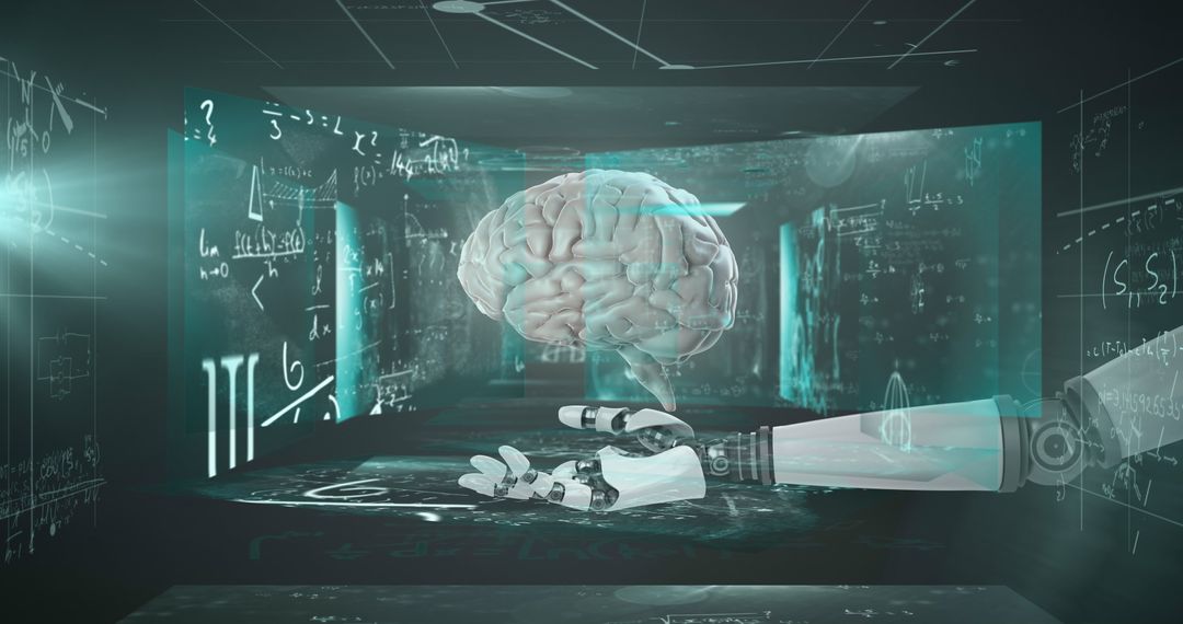 Futuristic AI and Robotics Technology with Digital Brain