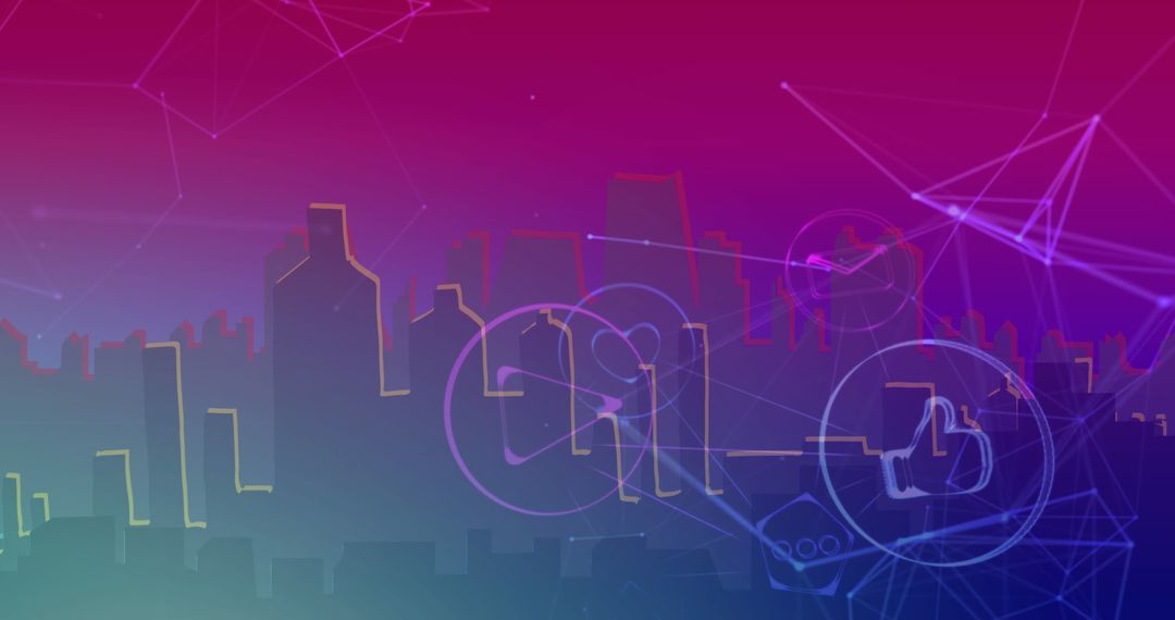Digital Communication Icons Over Modern Cityscape