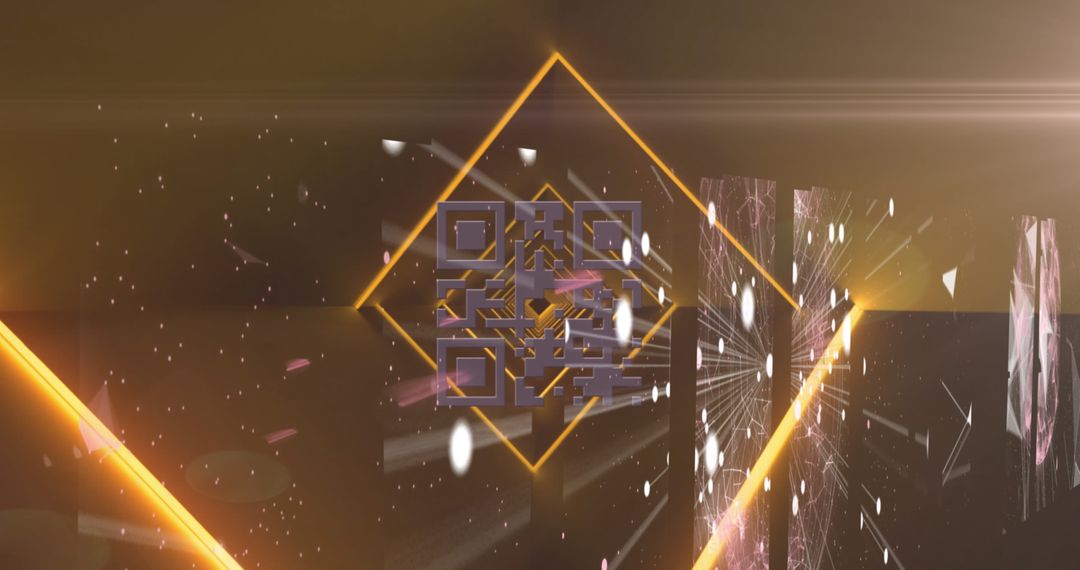 Glowing QR Code Against Futuristic Digital Network Background