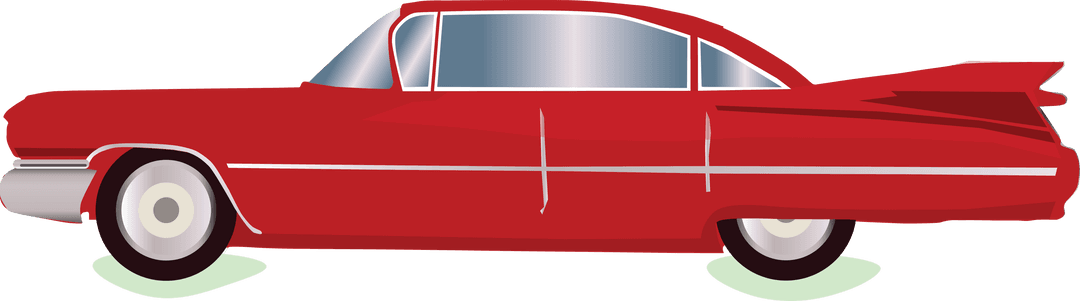Vintage red car illustration on transparent background