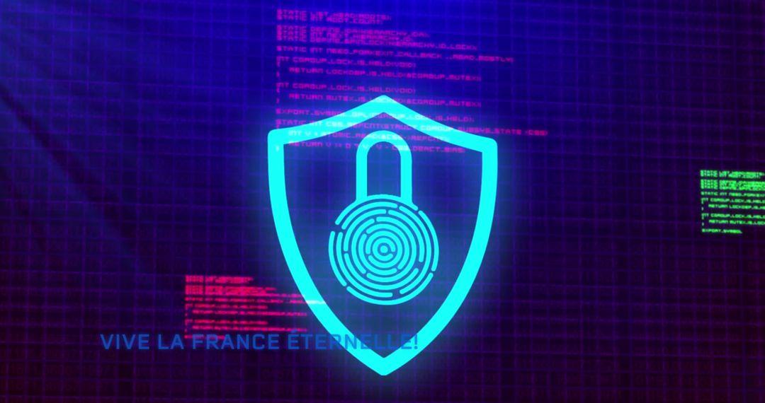 Digital Security Padlock Symbol and Data Code Background