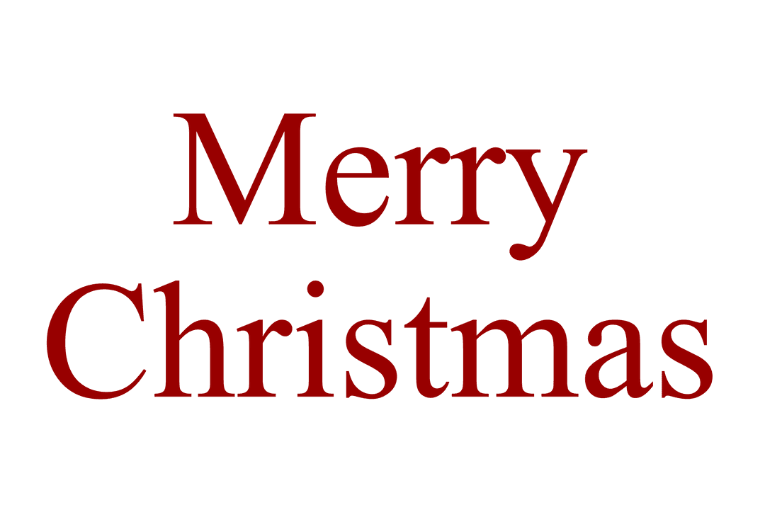 Elegant Red Merry Christmas Text on Transparent Background