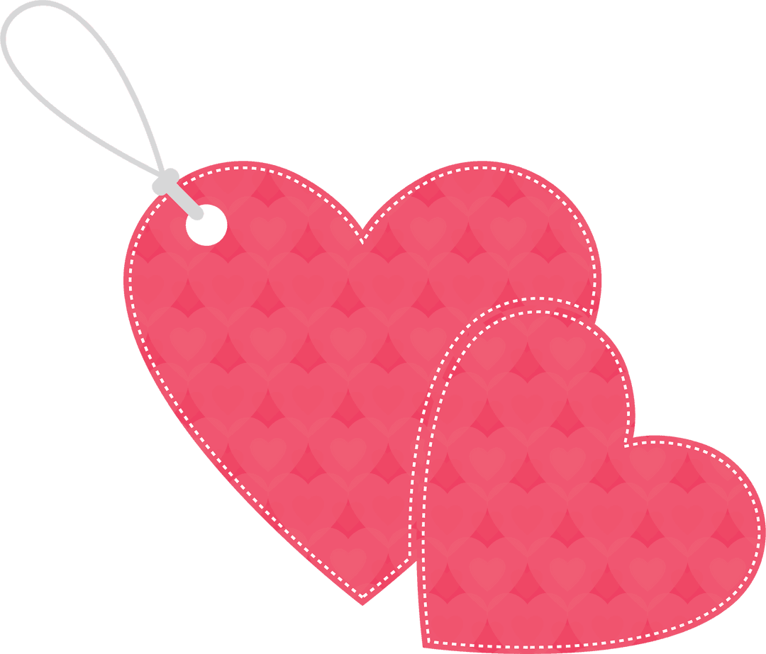 Pink Heart Illustration with Tag on Transparent Background Vector
