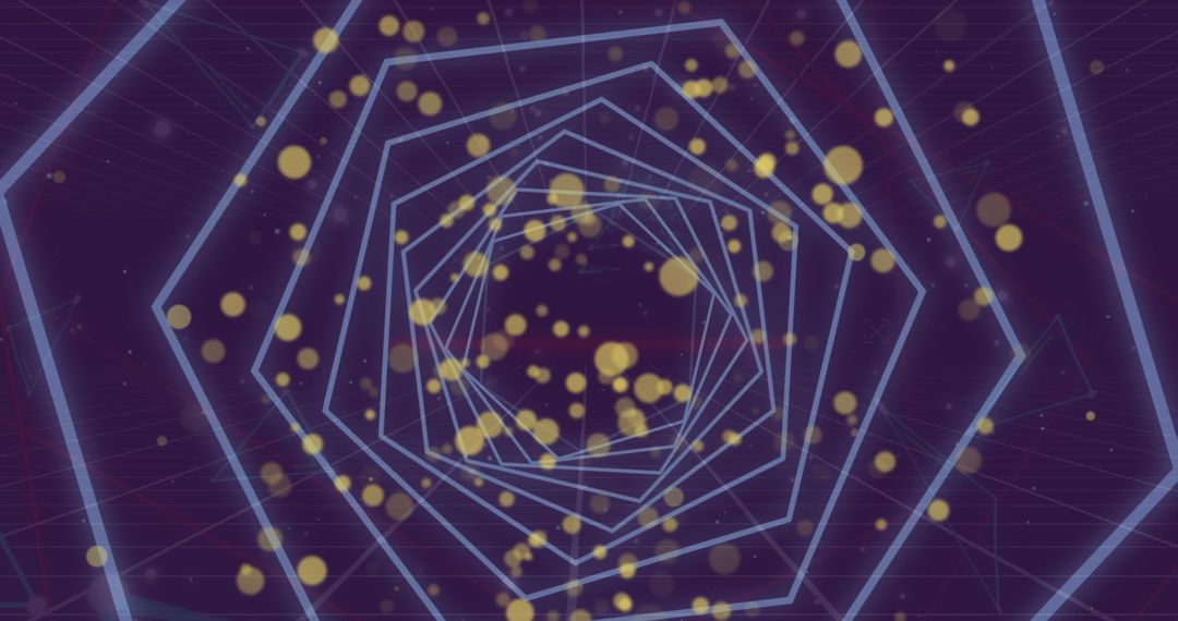 Futuristic Hexagonal Tunnel with Floating Yellow Light Spheres