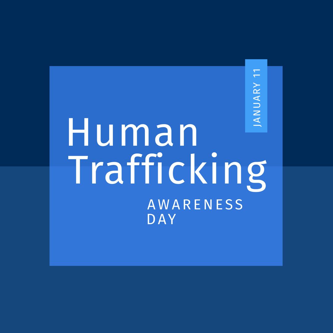 Human Trafficking Awareness Day Concept on Blue Background