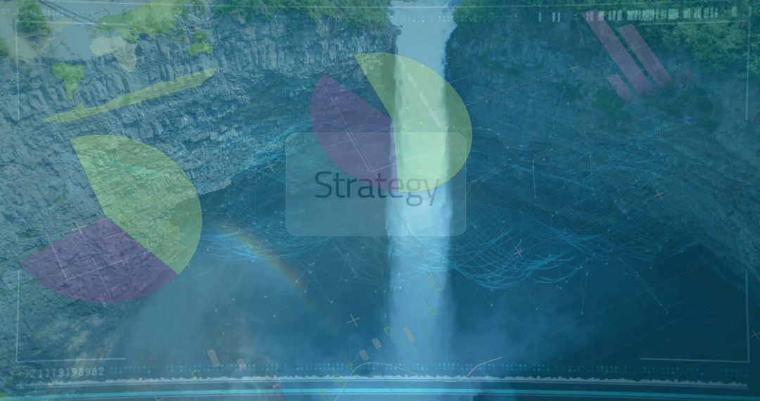 Waterfall and Rainbow Intersecting with Digital Strategy Visualization
