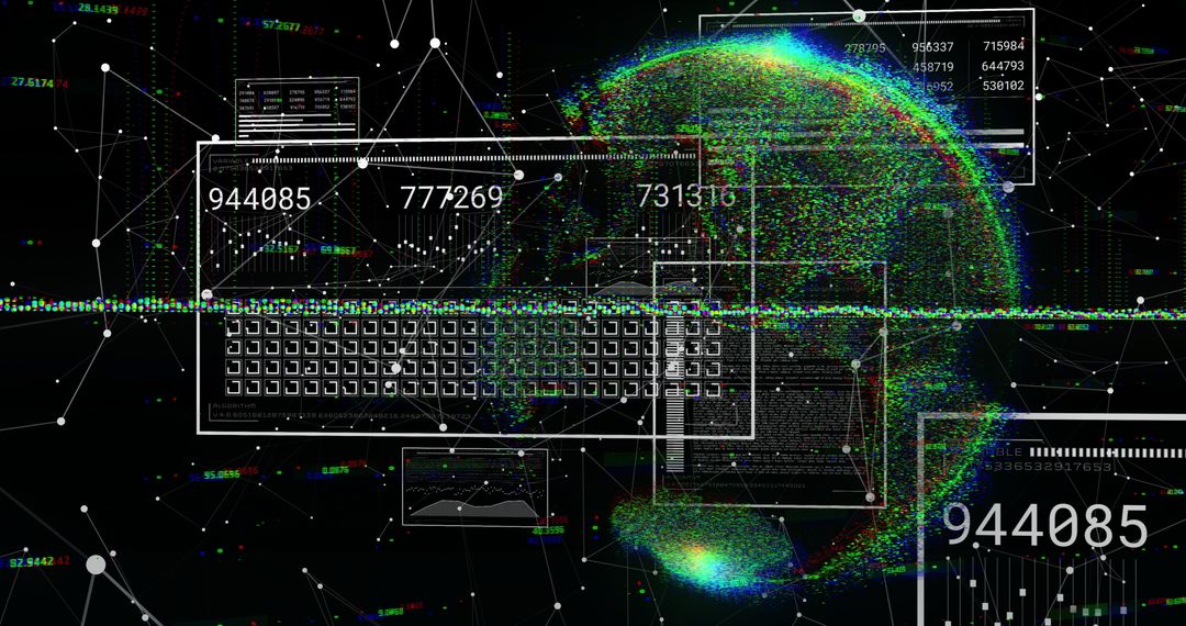 Digital Data Sphere with Numeric Interface Overlay