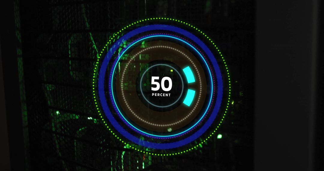 Futuristic Data Processing Display with Digital Speedometer