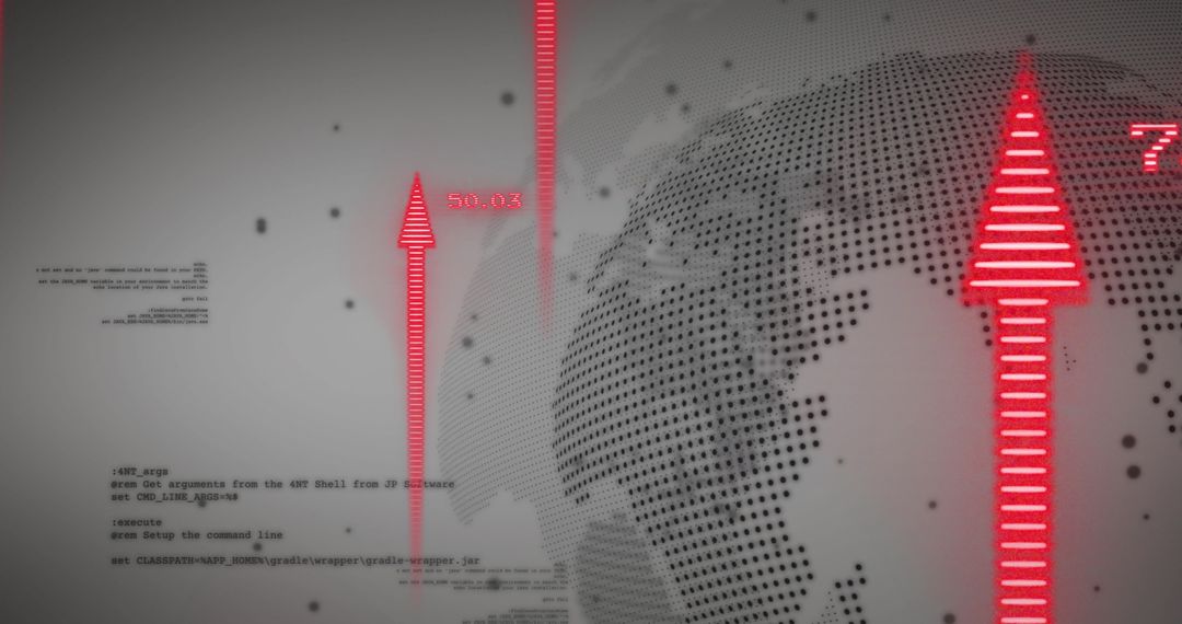 Digital Technology Interface with Data Arrows over Globe