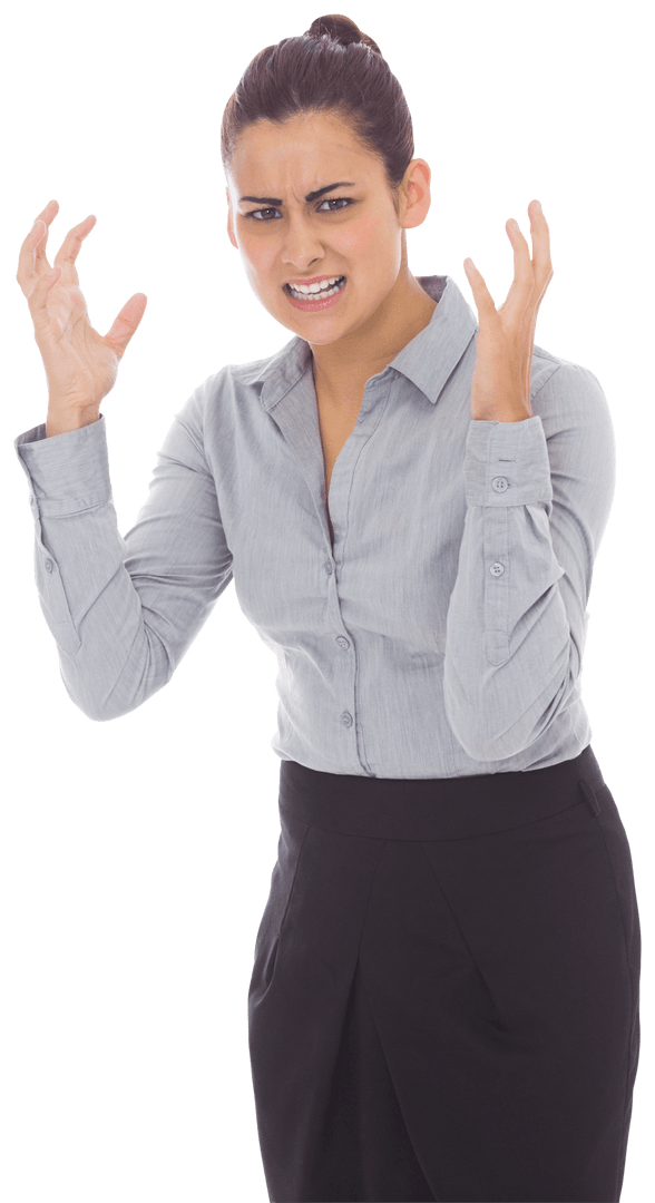 Furious Businesswoman with Frustrated Expression Transparent Background