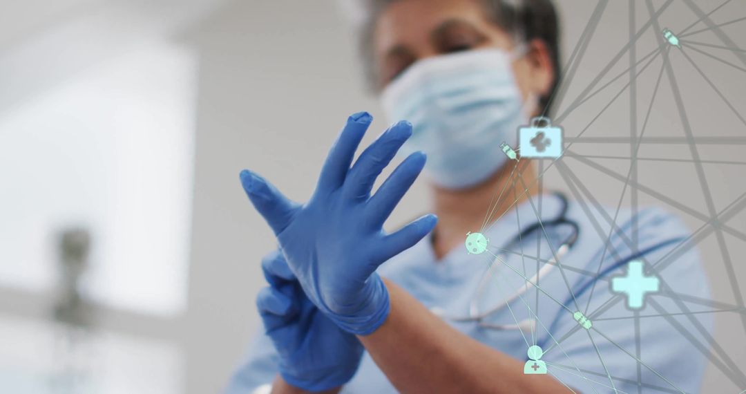 Healthcare Professional with Digital Connectivity Network Concept