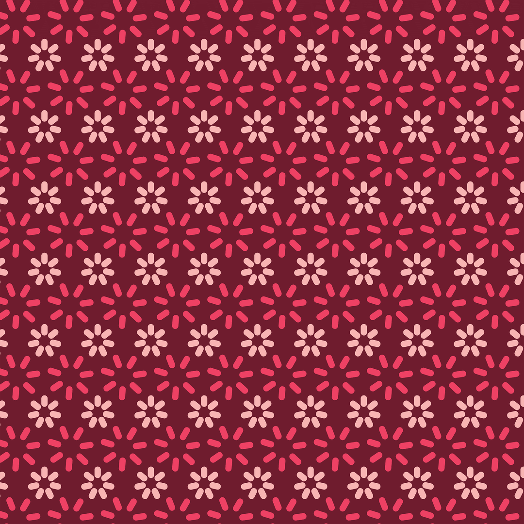Seamless Floral Pattern on Dark Red Transparent Background