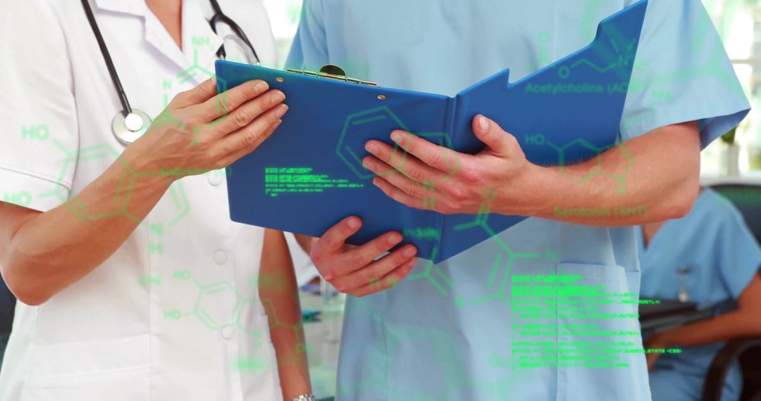 Doctors Consulting with Digital Data Overlay