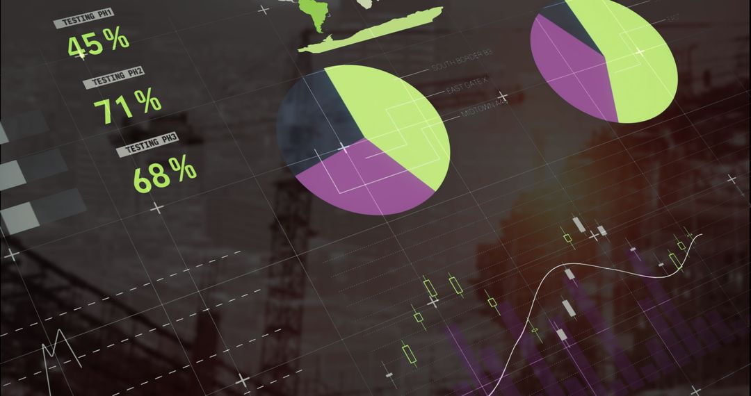 Futuristic Digital Interface with Financial Data Graphs