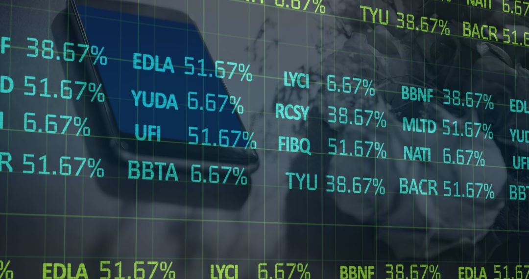 Digital Stock Market Data Overlaid on Smartphone