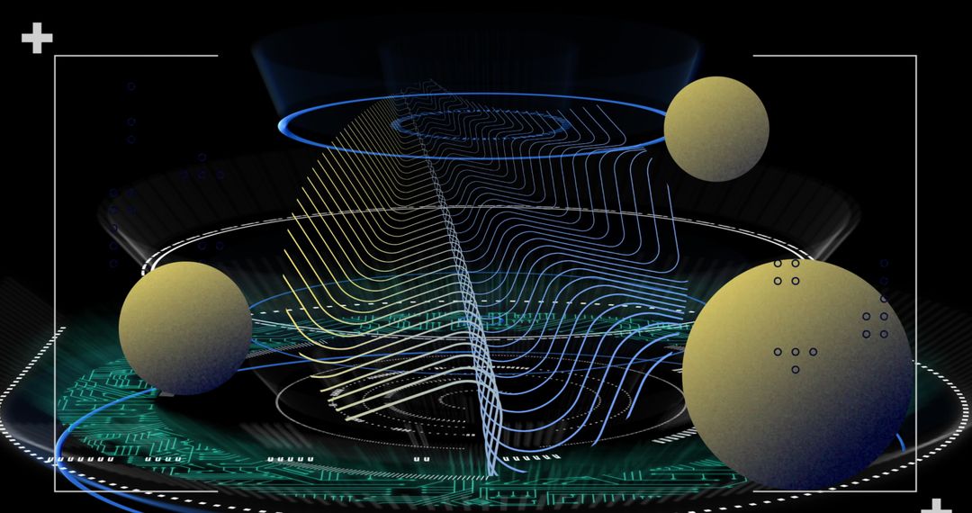 Futuristic Digital Art with Spheres and Abstract Shapes