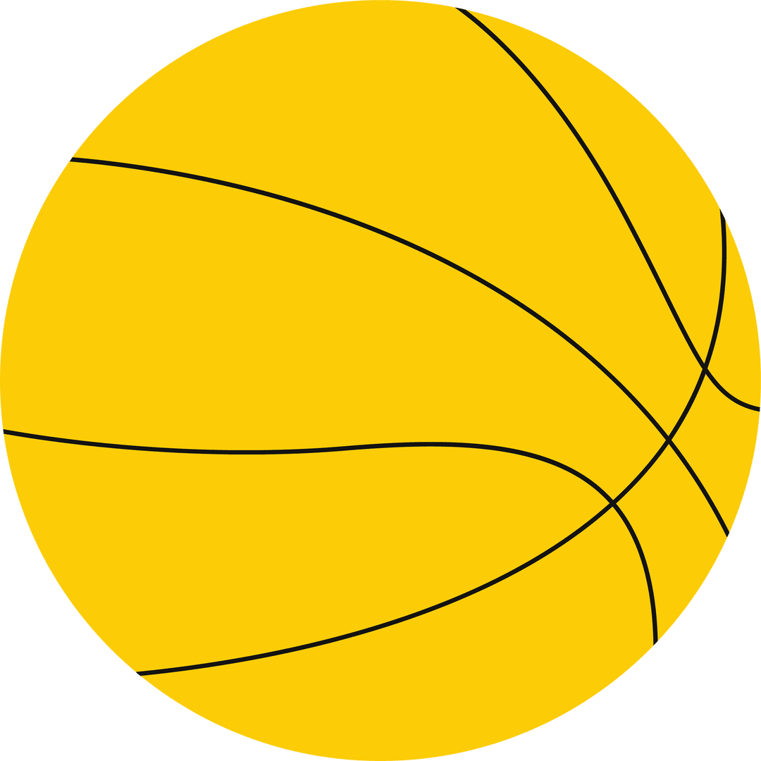 Minimalist Yellow Basketball Icon with Transparent Background