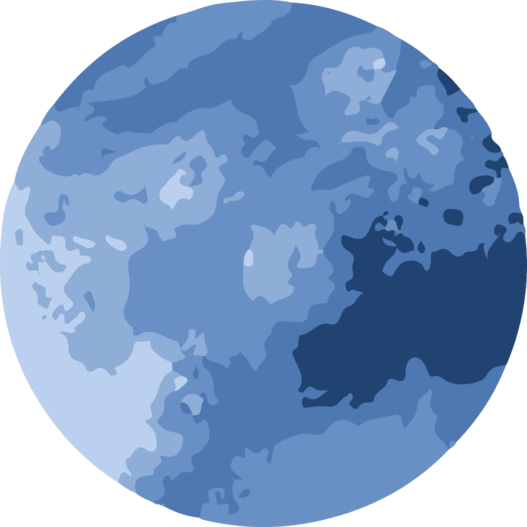 Minimalist Abstract Blue Sphere with Textured Patches on Transparent