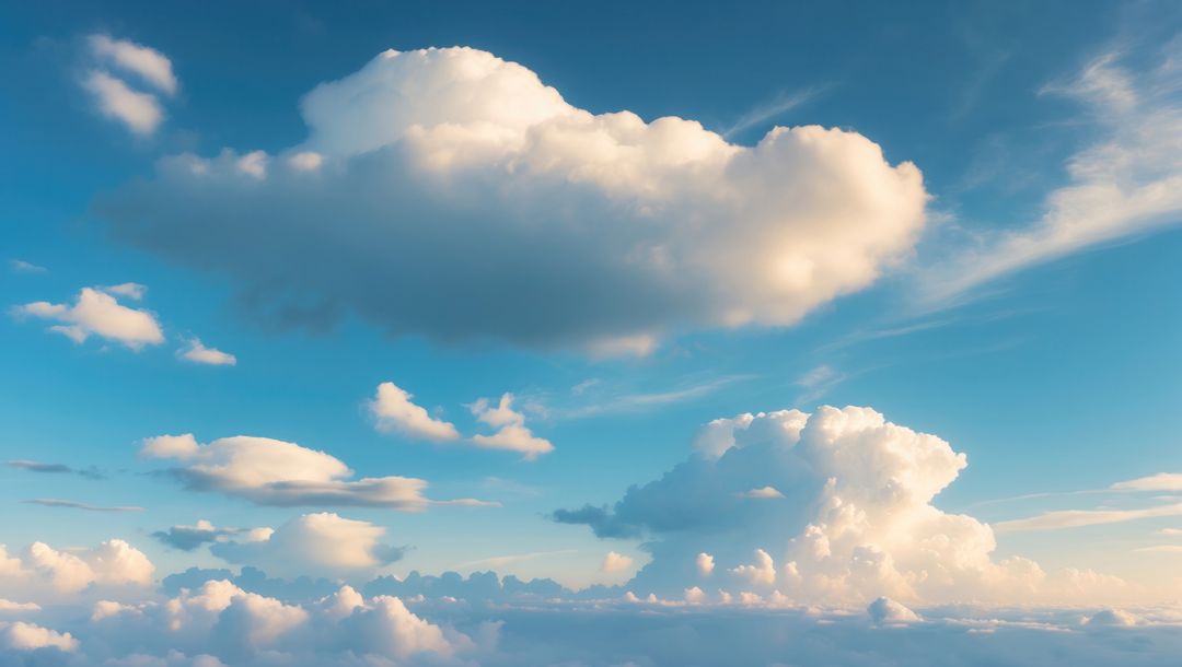 Serene Cumulus Cloudscape Over Expansive Blue Sky
