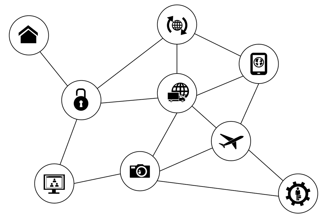 Abstract Network Symbols on Transparent Background