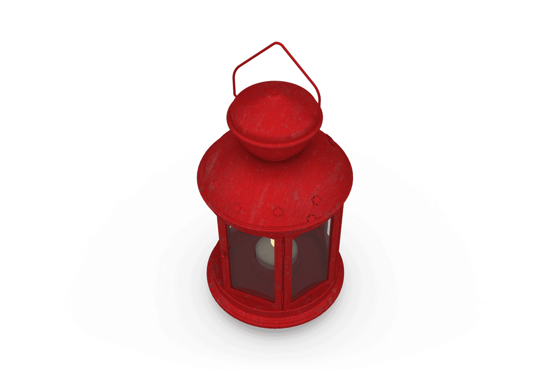 Vintage Red Lantern with Transparent Background and Doctor Motifs