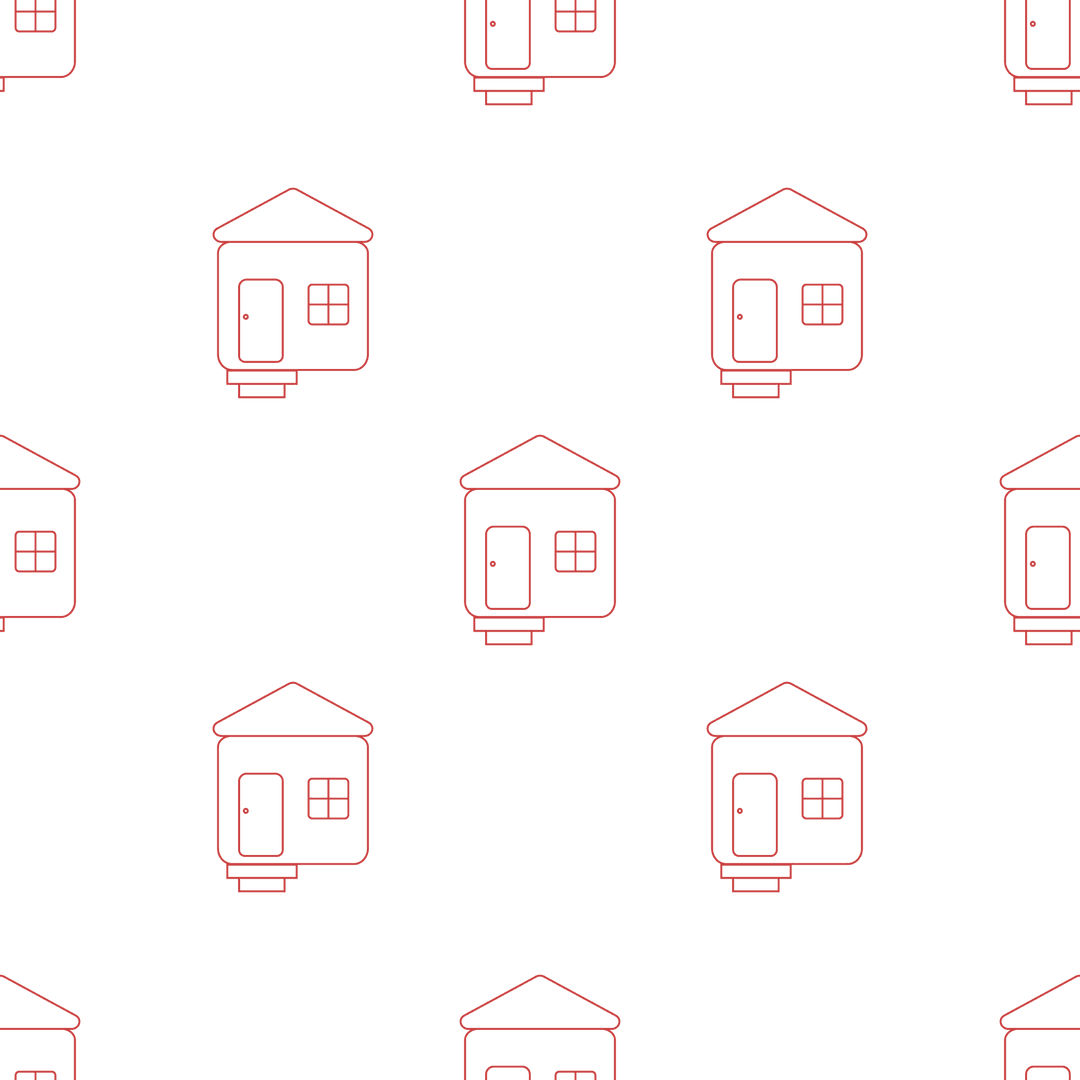 Red House Pattern on Transparent Background