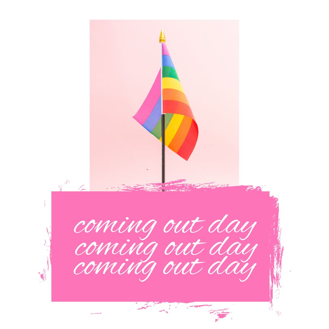 Coming Out Day Rainbow Flag on Pink Background - Download Free Stock Templates Pikwizard.com