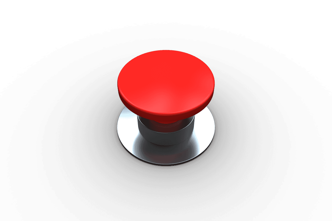 Digital Red Button on Transparent Background for Industry Design