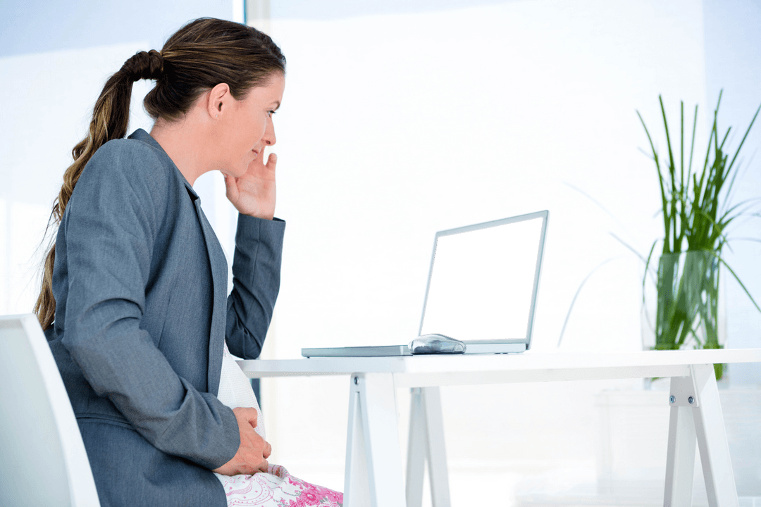 Transparent Background Woman Working Relaxed at Home with Laptop