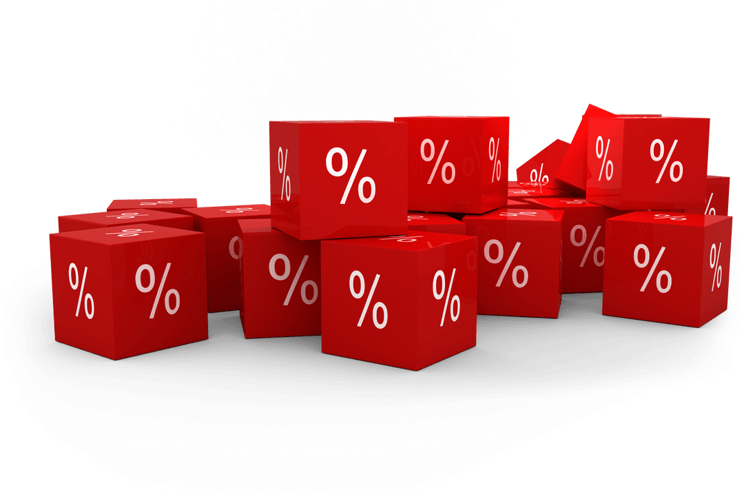Red Transparent Blocks Displaying Percent Sign Floating - Download Free Stock Images Pikwizard.com