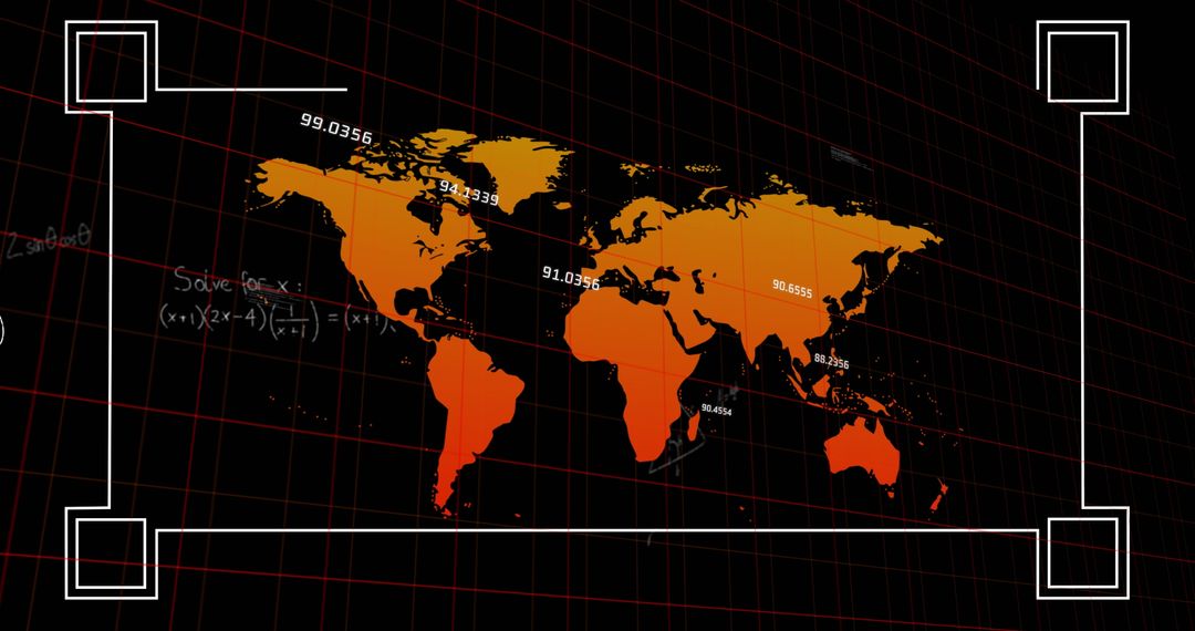 Digital Data Processing on World Map with Global Connections