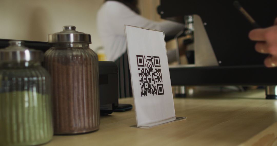 QR Code on Counter at Coffee Shop - Free Images, Stock Photos and Pictures on Pikwizard.com