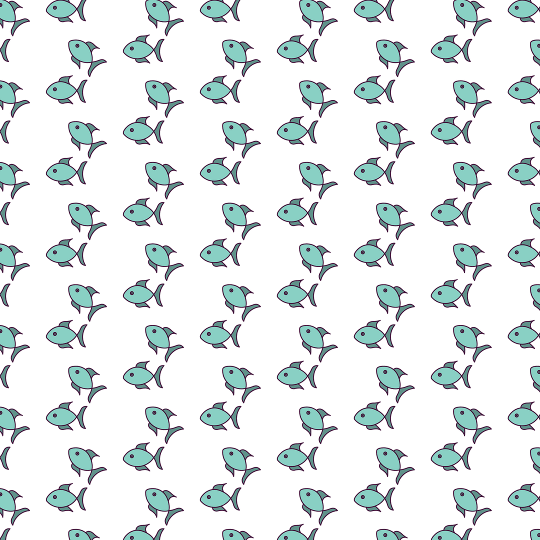 Seamless Pattern of Blue Fish, Transparent Background Vector