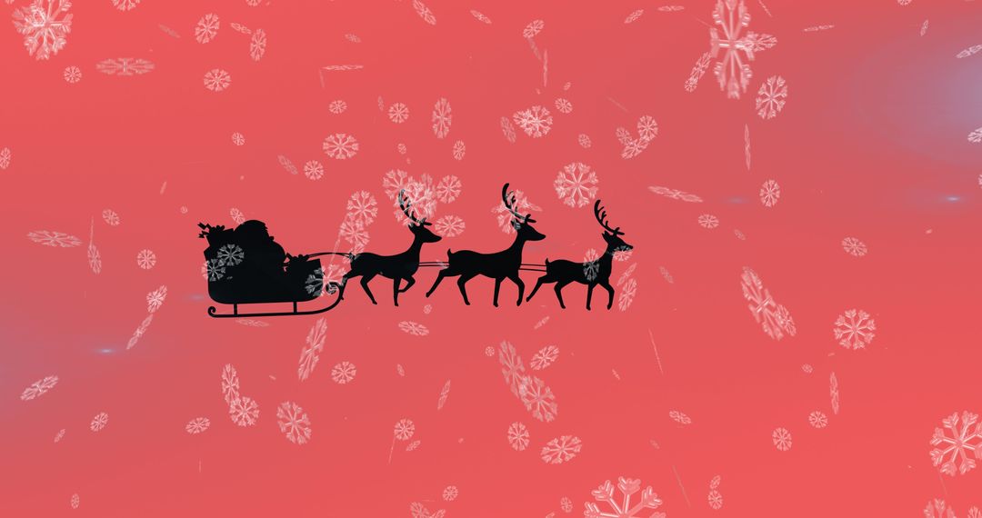 Santa Claus Sleigh with Reindeer on Festive Red Background - Free Images, Stock Photos and Pictures on Pikwizard.com