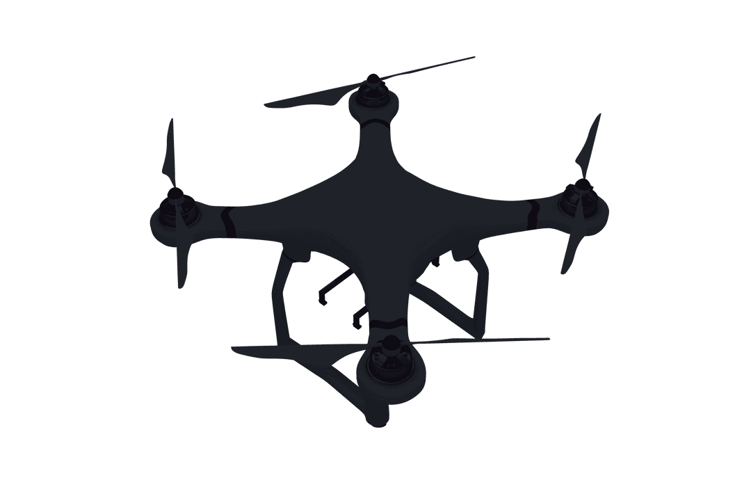 Digital Drone Silhouette on Transparent Background