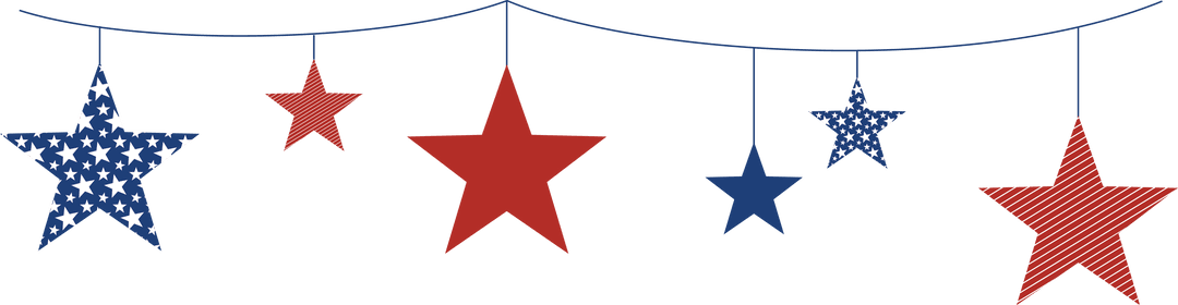 Patriotic Star Pattern Garland on Transparent Background