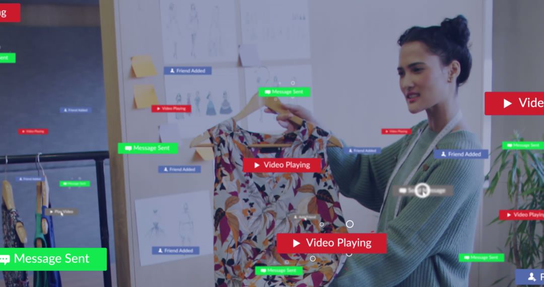 Fashion Designer Embraced by Social Media Abstract Notifications