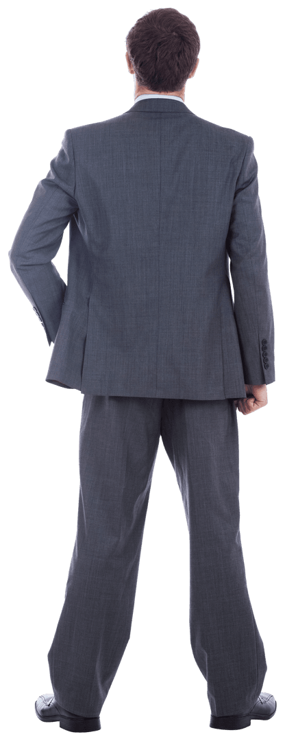 Transparent Businessman Standing with Hand on Hip in Suit