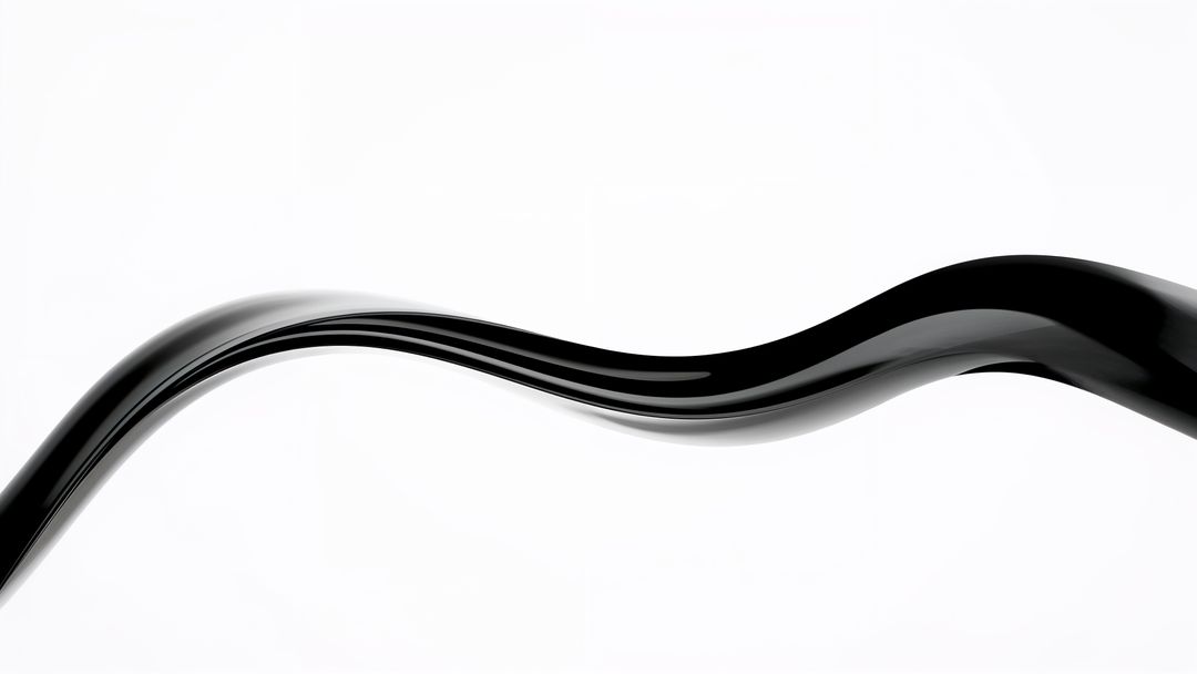 Flowing Glossy Black Wave Design on Clean Background