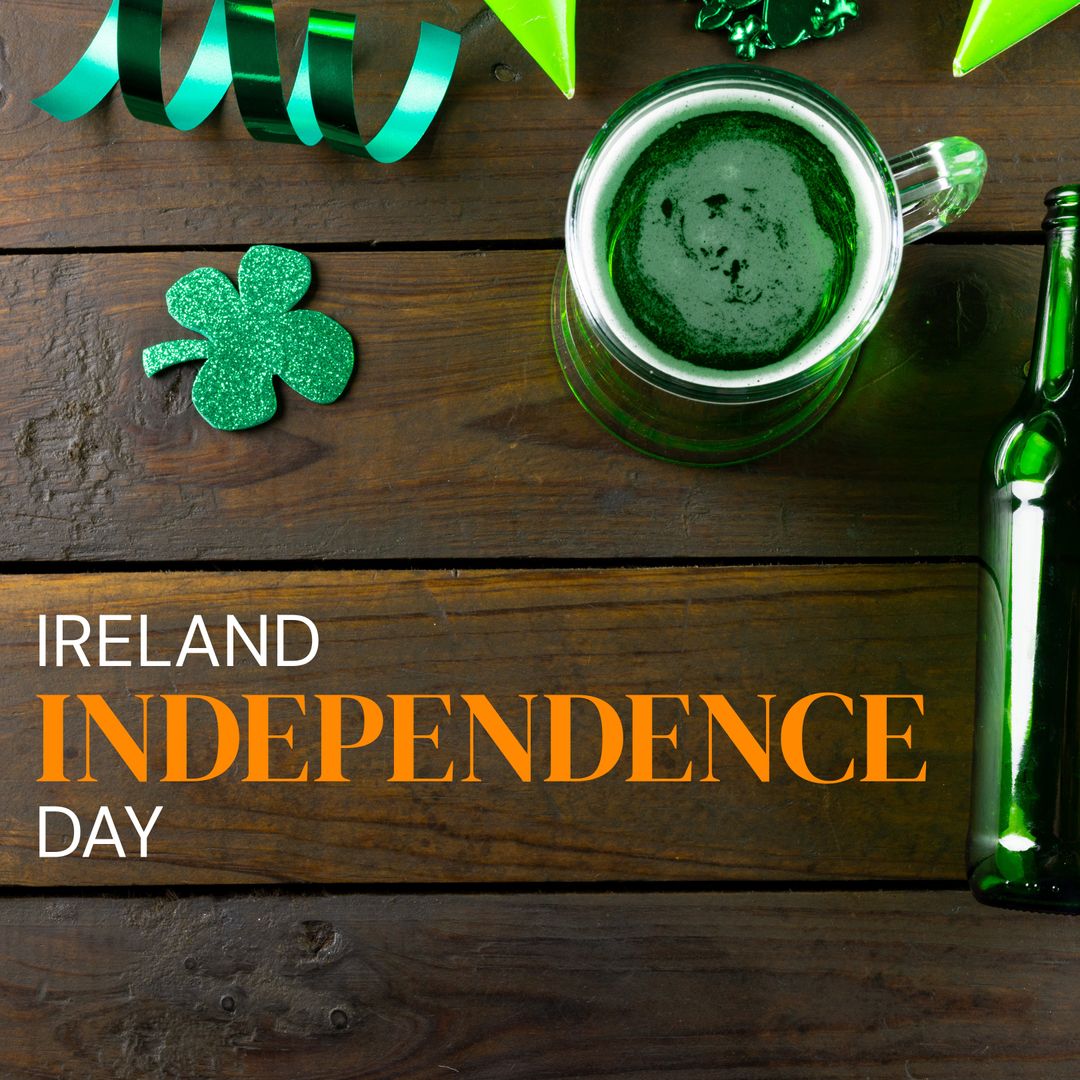 Ireland Independence Day Celebration with Shamrock and Green Beer