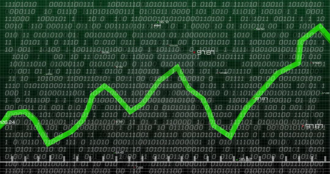 Binary Code and Financial Data on Digital Screen