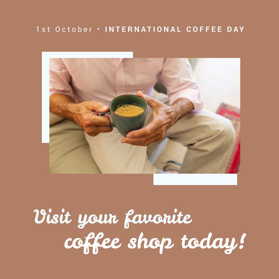 Senior Man Enjoying Coffee Highlighting International Coffee Day