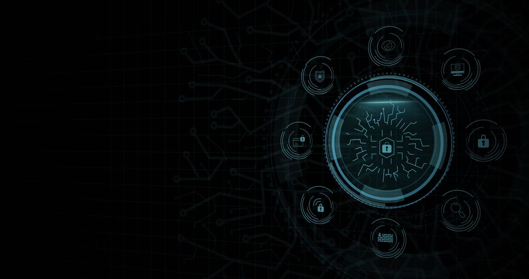 Cybersecurity Lock Icon on Tech Circuit Background