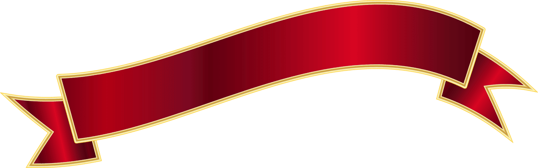 Elegant Red Banner with Gold Edging on Transparent Background