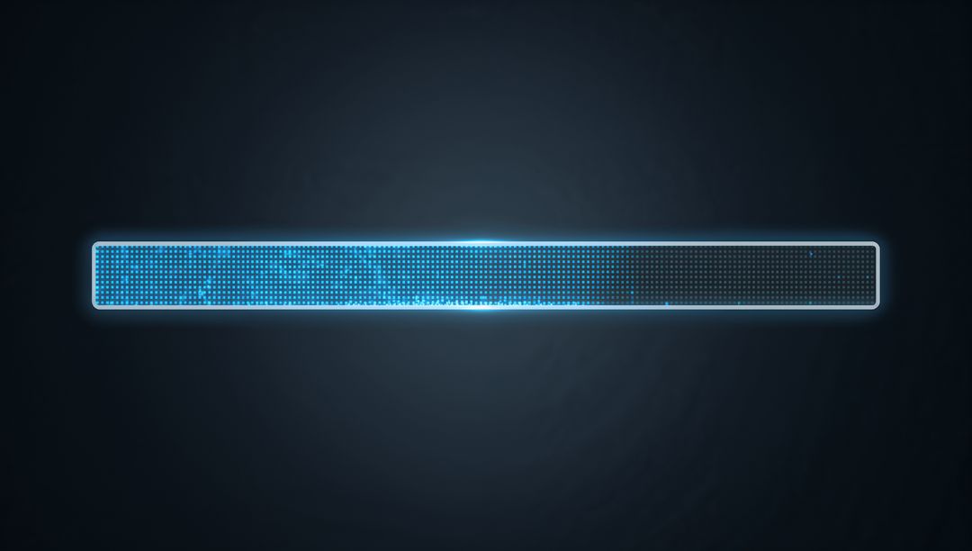 Glowing Cyan Progress Bar with Dotted LED Grid, Futuristic HUD Interface
