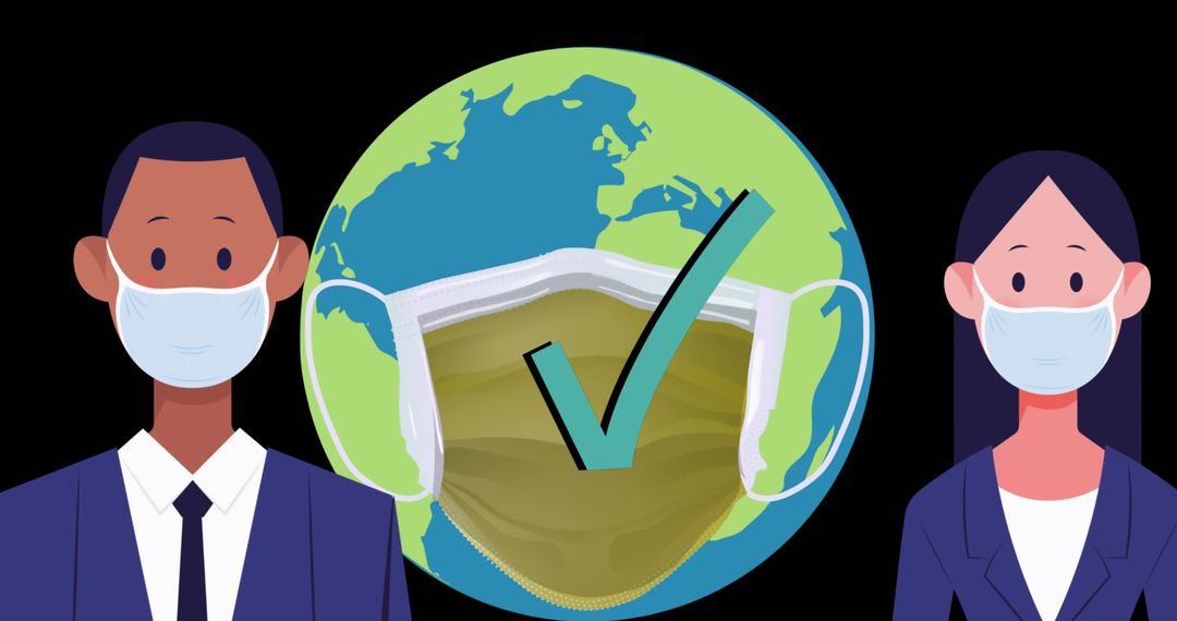 Global Business People Wearing Masks Showing Pandemic Precaution